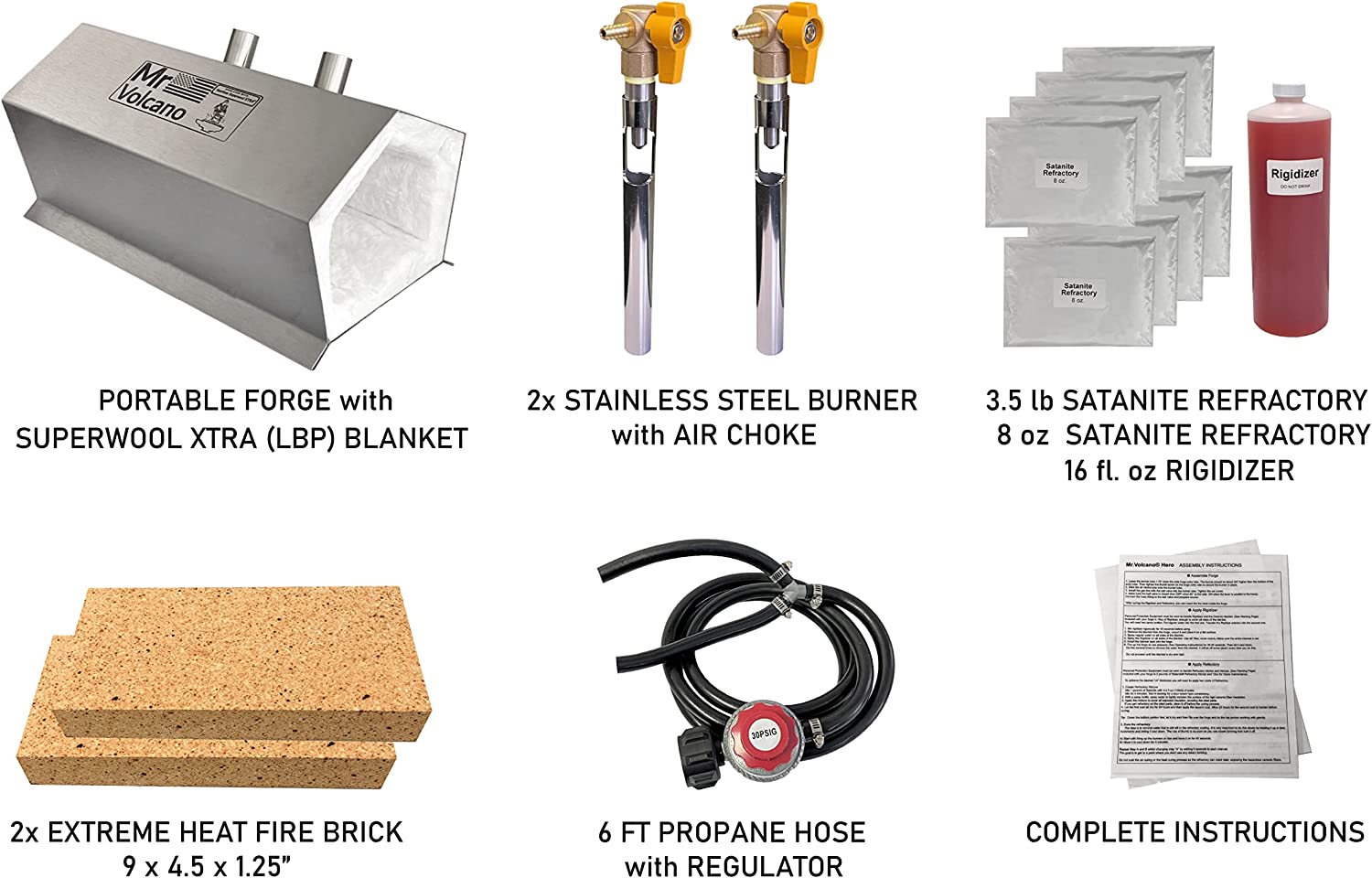 Mr Volcano Hero - Single Burner Propane Forge (Complete Kit) MADE IN U