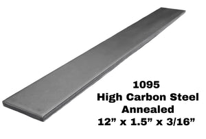 200 Pack - 1095 High Carbon Steel  (12 inch x 1.5 inch x 3/16 inch) - Annealed - Flat Stock 0.1875