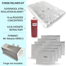 Load image into Gallery viewer, Insulation Relining Kit for Hero 2 Forge (16&quot; model) Includes: Superwool XTRA Blanket, 16oz Rigidizer Concentrate, 4 lb Satanite Refractory

