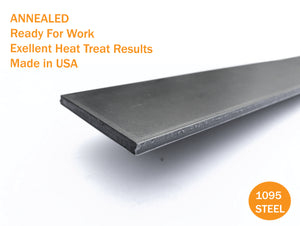 200 Pack - 1095 High Carbon Steel  (12 inch x 2.0 inch x 3/16 inch) - Annealed - Flat Stock 0.1875